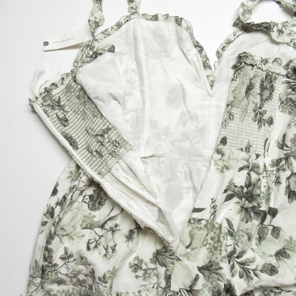 By Anthropologie Sleeveless Sweetheart A-Line Midi Dress Green Motif XL - Picture 11 of 15